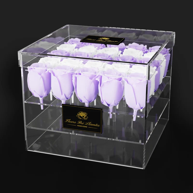 Acrylic Flower Box With Emblem Sqaure-S5